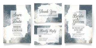 水彩背景婚礼请柬套装模板