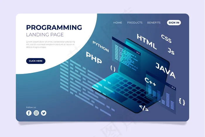 编程登陆页html代码eps,ai矢量模版下载