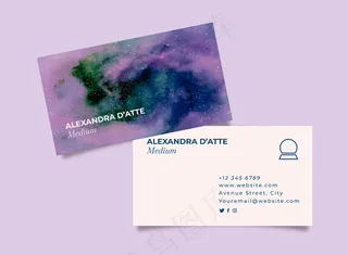 中型水彩画名片