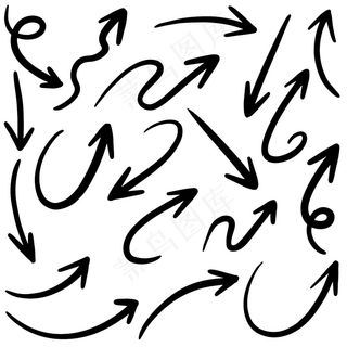 一套手绘矢量箭头涂鸦