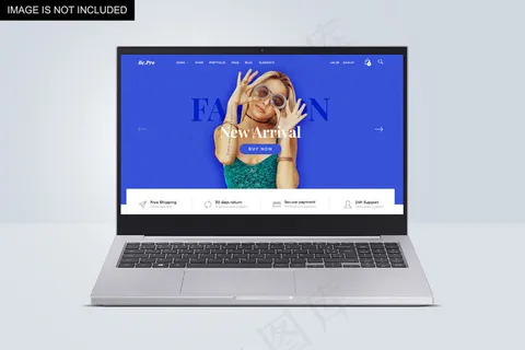 现代笔记本电脑模型样机前视图