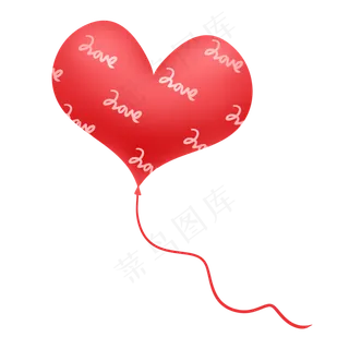 红色love七夕情人节唯美爱心气球