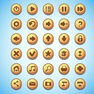 大套圆形按钮卡通电脑游戏狂野西部