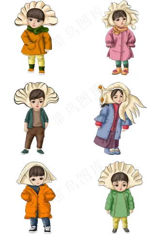 立冬羽绒服饺子娃娃套图A