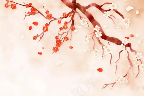 水彩梅花背景 水彩梅花背景