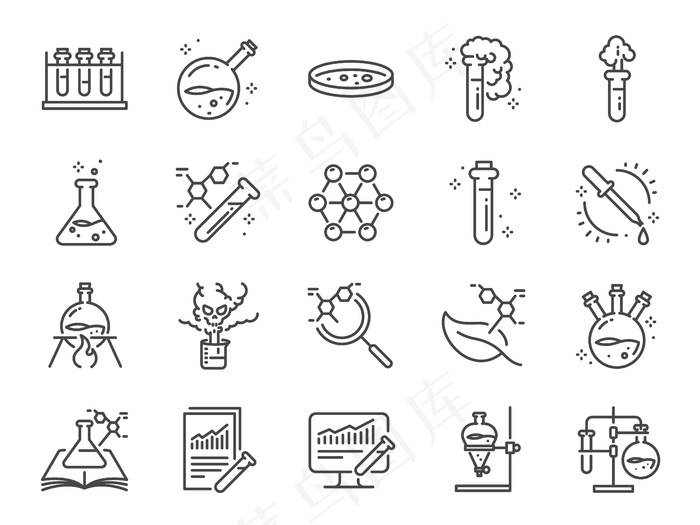 化学实验室图标集。