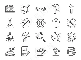 化学实验室图标集。