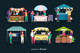 夜市上的平面设计人员