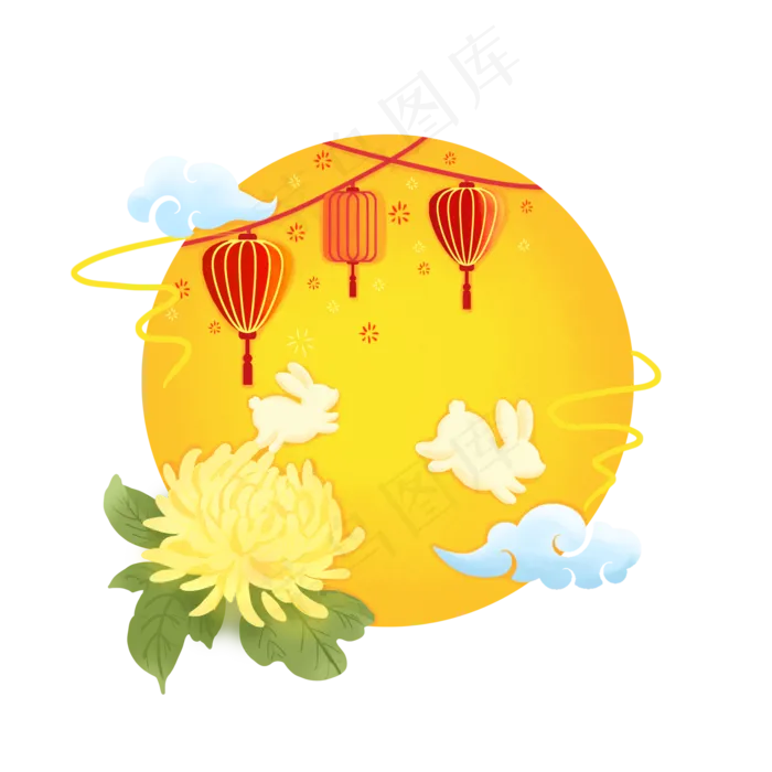 中秋贺卡装饰元素(2000X2000(DPI:300))psd模版下载