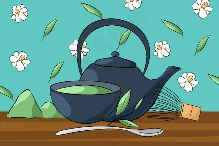 手绘抹茶-背景eps,ai矢量模版下载
