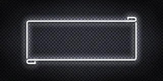 模板和布局的白色框架的真实隔离霓虹灯标志。