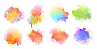 独立水彩喷溅色斑彩色八件套