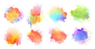 独立水彩喷溅色斑彩色八件套