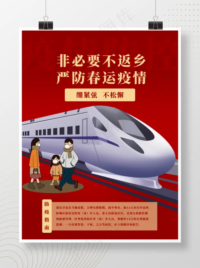 非必要不返乡春运疫情防控海报psd模版下载