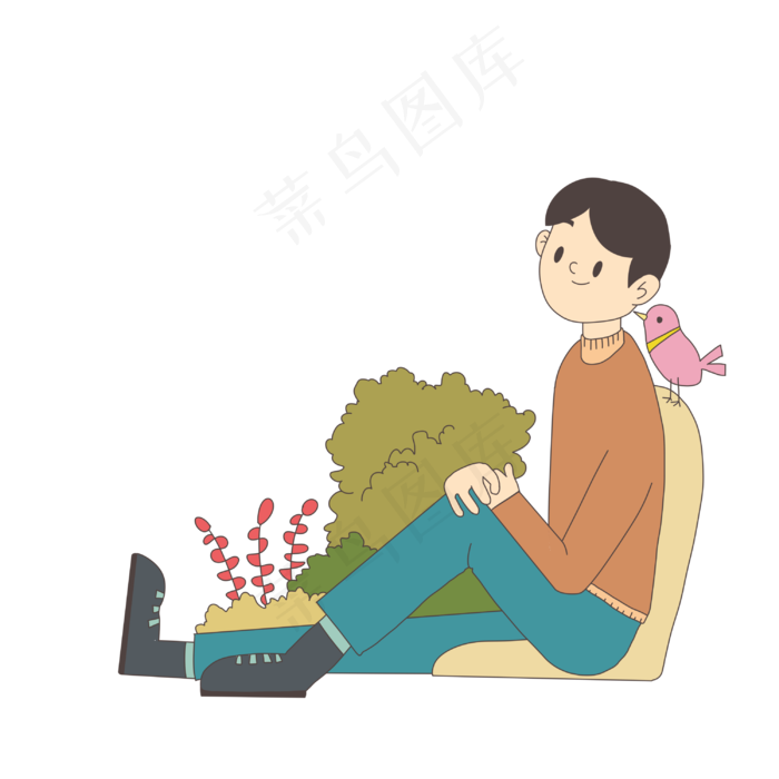 中国节气寒露男孩欣赏风景卡通插(3000X3000(DPI:299))psd模版下载