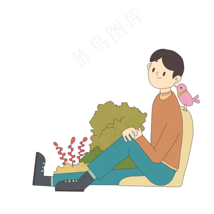 中国节气寒露男孩欣赏风景卡通插(3000X3000(DPI:299))psd模版下载