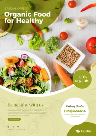 健康食品餐厅宣传单,DM传单模板