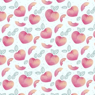 浅蓝色背景上的美味桃子图案