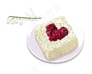 盘子里的心形蛋糕