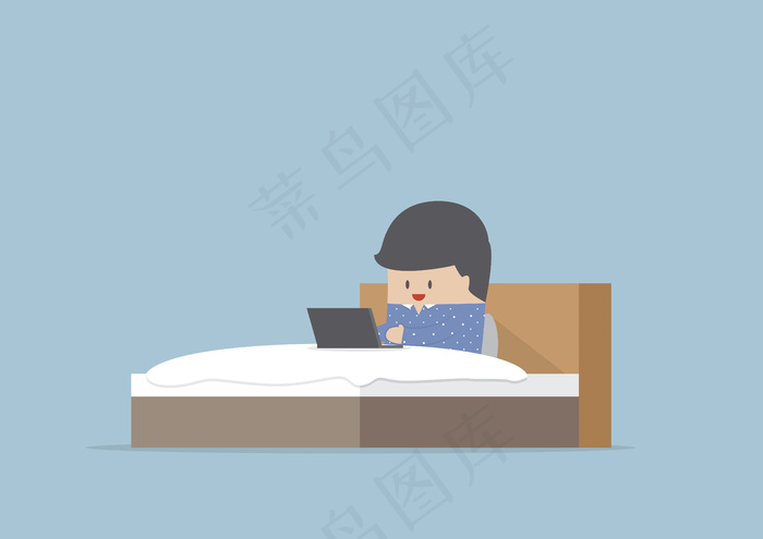 在床上操作笔记本电脑的人eps,ai矢量模版下载