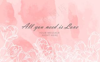 美丽的郁金香与水彩背景