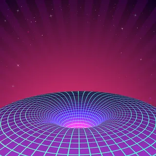 80年代或90年代霓虹色黑洞插图