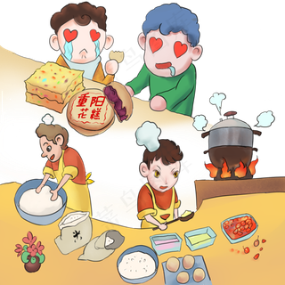 手绘卡通动漫可爱重阳节场景