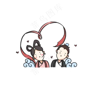 七夕节牛郎织女手绘卡通