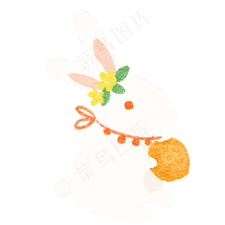 拿着月饼的玉兔 