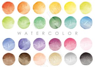 一组水彩圆形样品或背景。在白色背景上分离的载体。