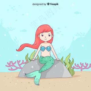 手绘美人鱼背景