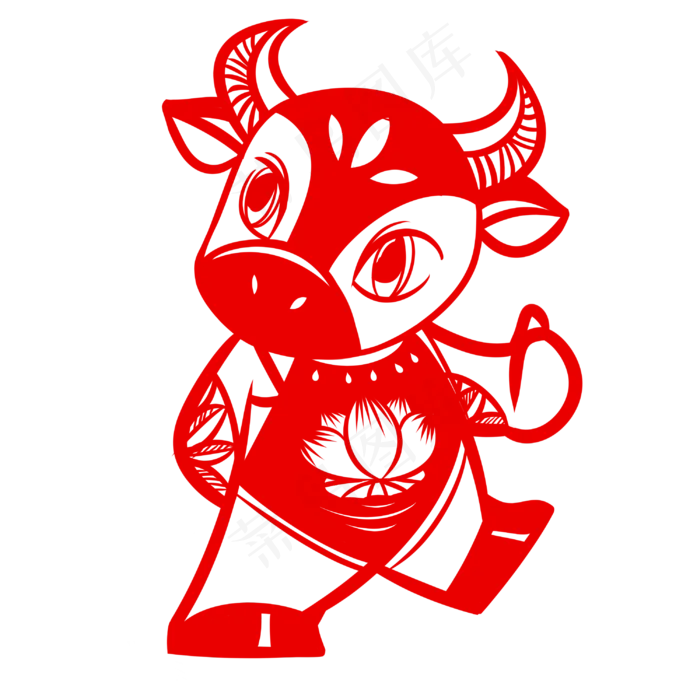 2021新年牛年剪纸(3000X3000(DPI:300))psd模版下载
