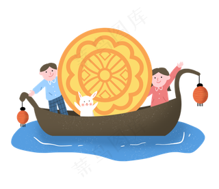 中秋节月亮中秋佳节兔子月饼人物