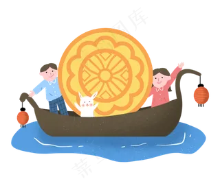 中秋节月亮中秋佳节兔子月饼人物