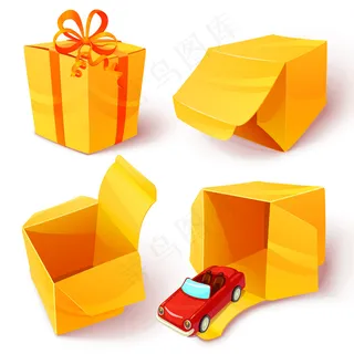 卡通盒开闭图标集