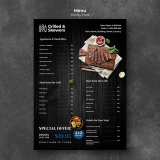 烤肉串餐厅菜单模板