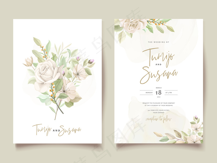 美丽玫瑰请柬模板