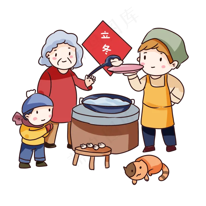 卡通立冬煮饺子(2000X2000(DPI:300))psd模版下载