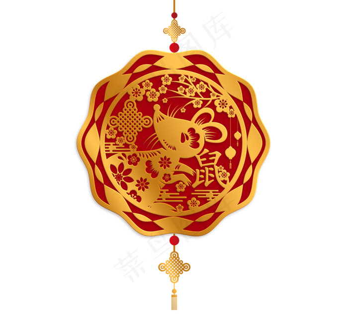 鼠年吉祥物梅花剪纸摆件