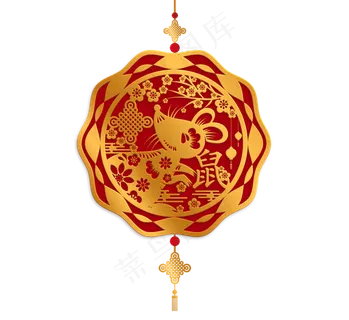 鼠年吉祥物梅花剪纸摆件 鼠年吉祥物梅花剪纸摆件