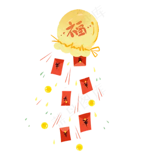 双十一红包金币促销悬浮扁平素材