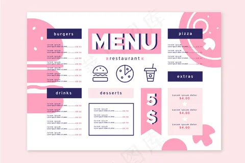 彩色餐厅菜单模板