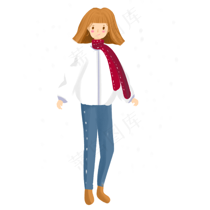 立冬保暖冬日女孩雪天免抠图