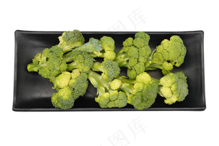 黑色盘子西兰花