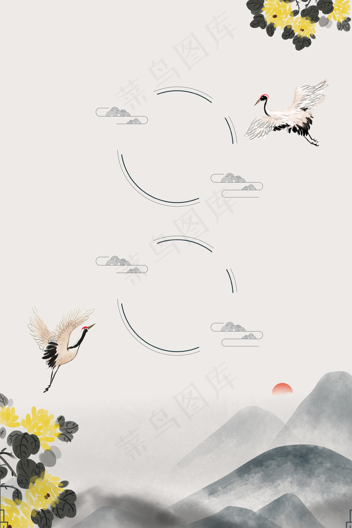 九九重阳节中国风水墨背景海报