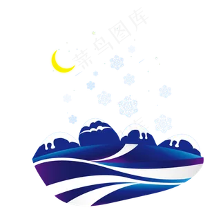 蓝色天空金麦田立冬雪花矢量素材