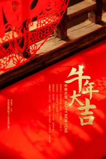 中国风牛年大吉海报图片