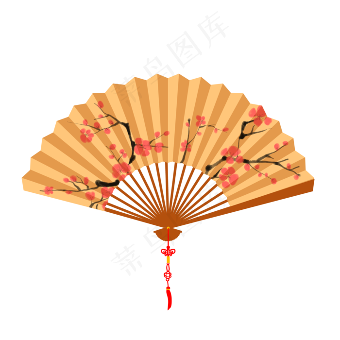 手绘中国风女士手持梅花折扇