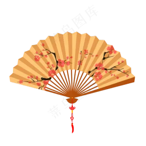 手绘中国风女士手持梅花折扇