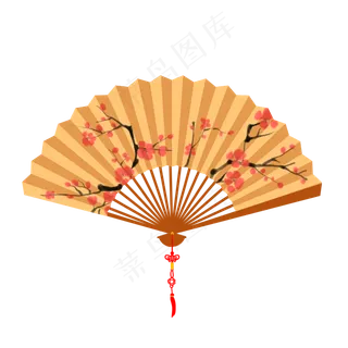 手绘中国风女士手持梅花折扇 手绘中国风女士手持梅花折扇